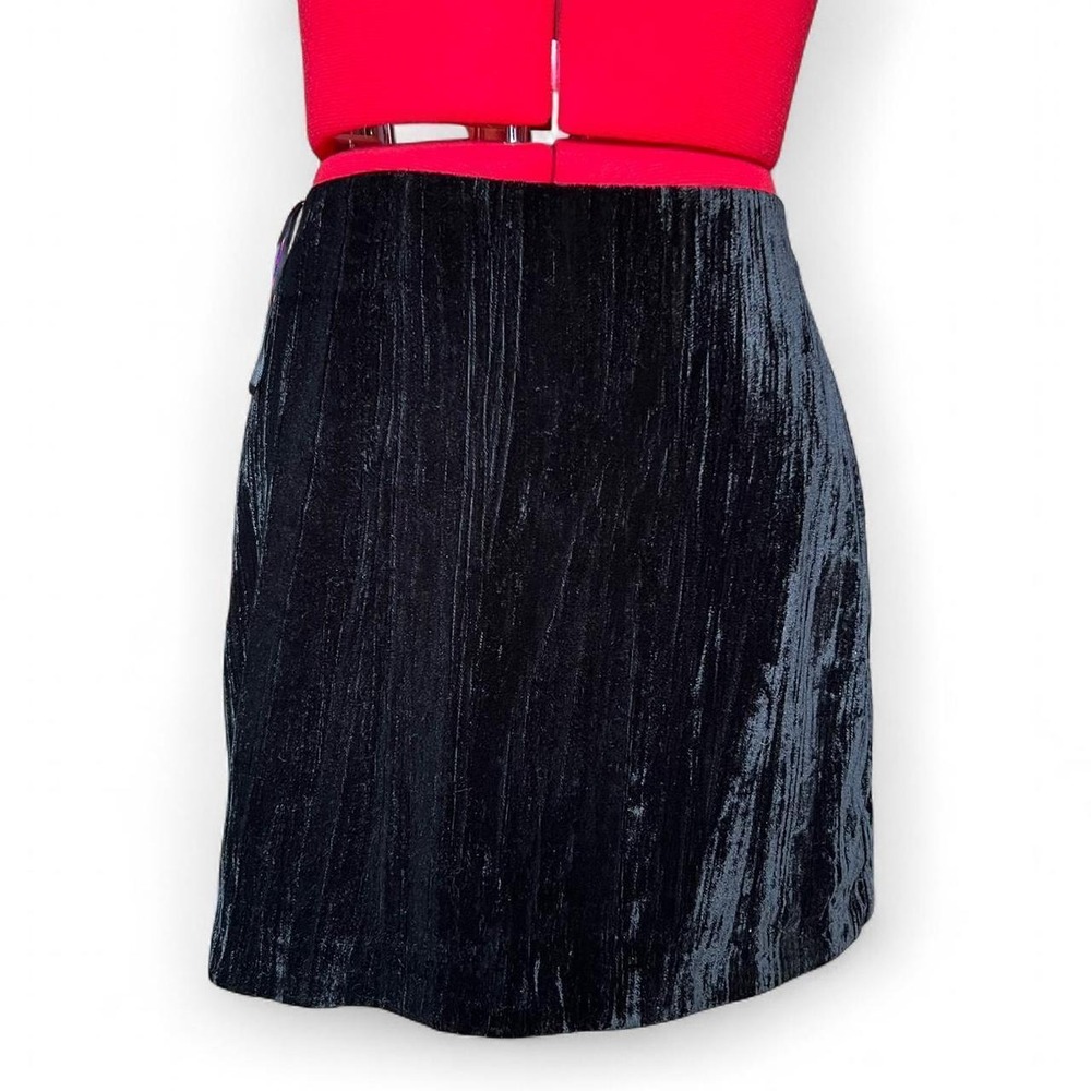 Reformation Black Crinkle Velvet Veranda Mini Skirt NWT Fairy Grunge Indie Boho